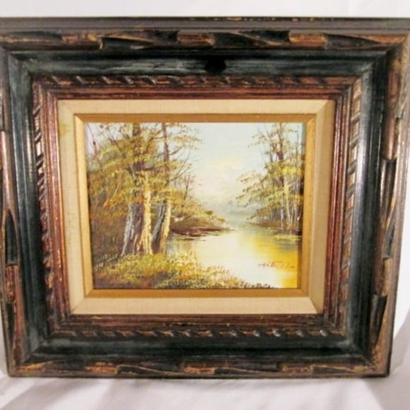 Handmade Art Signed Vintage Framed Landscape Painting Michigan Artist Phillip Cantrell Art